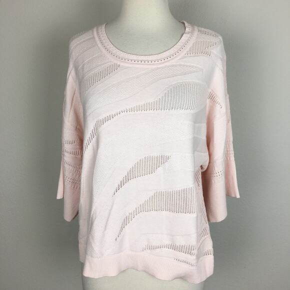 Cabi Shy Pullover Pink Boxy Cropped Blush Sweater 5631 Medium - Picture 2 of 7